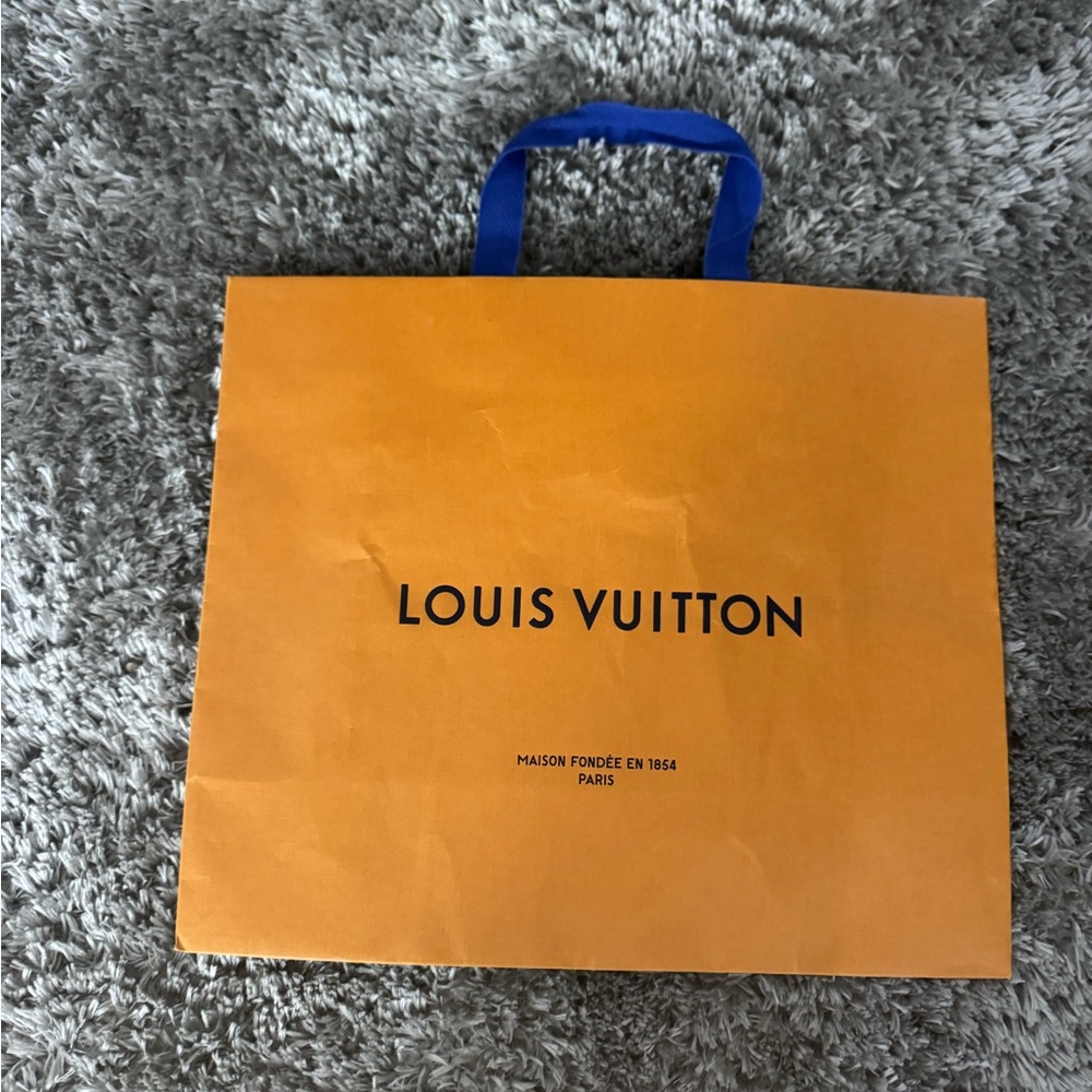 Louis Vuitton Bold Orange Tote with Blue Handles